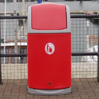 Combo™ Waste Bin in Cool Light Grey with Red Door and Red Aperture Colour