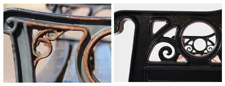 Ławka Lowther - aluminiowe wykończenia siedzeń nadają ławce wygląd tradycyjnego żeliwnego siedzenia, ale wymagają minimalnej konserwacji i nie ulegają korozji