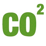 Zielony symbol CO2 na białym tle